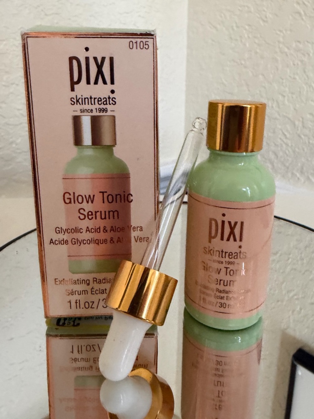 Pixi Glow Tonic Serum - Light Green and Rose Gold Bottle